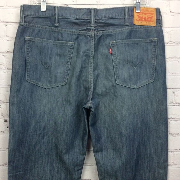 Levi's 514 Jeans Men's Size 38x32 Blue Med Wash Stretch Straight Leg Festival - Picture 5 of 10